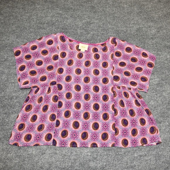 Maeve Tops - Maeve Anthropologie Pink Purple Geometric‎ Psychedelic Blouse Small Hippie